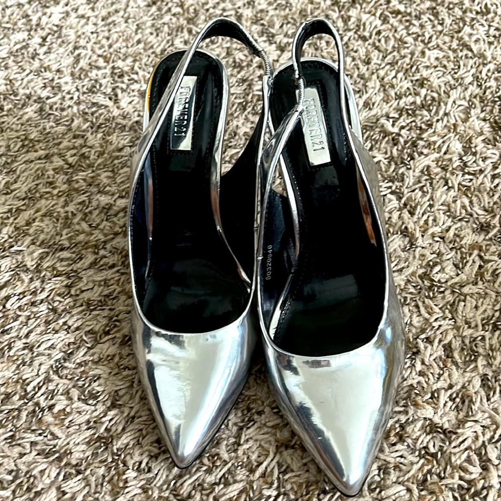 Forever 21 metallic silver Heels